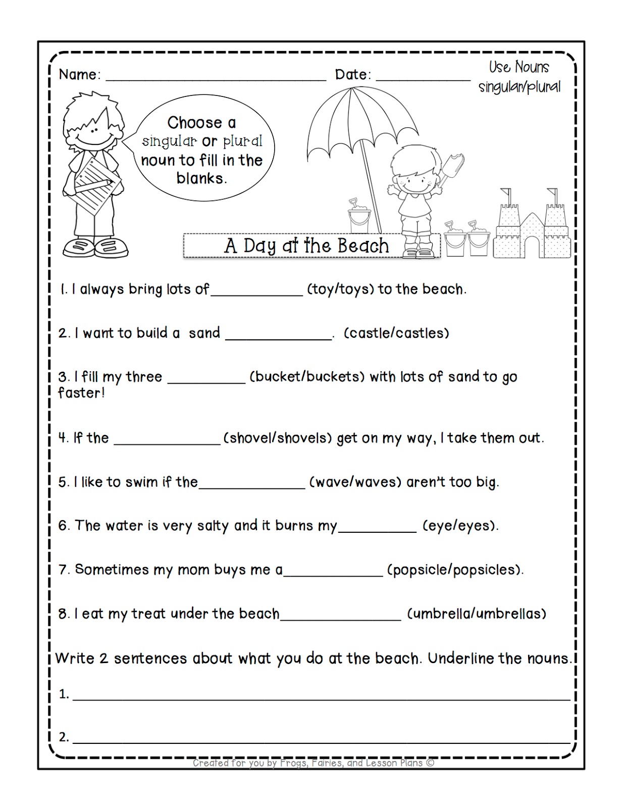 Singular And Plural Nouns In Sentences Worksheet