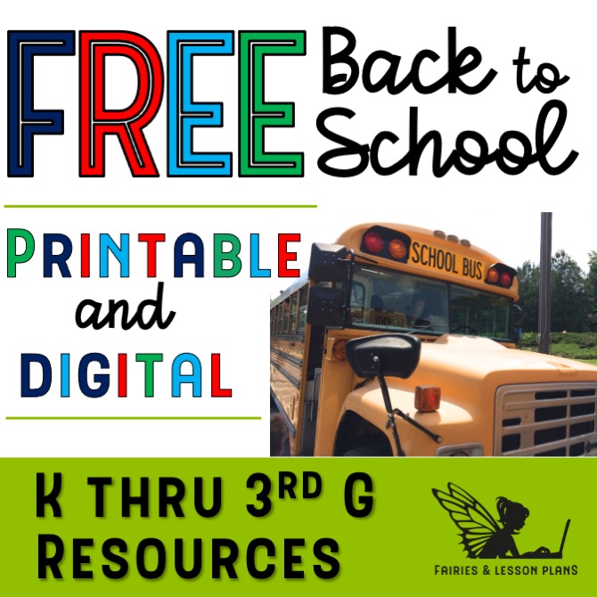 Free Back to School Samples - Fairies And Lesson Plans