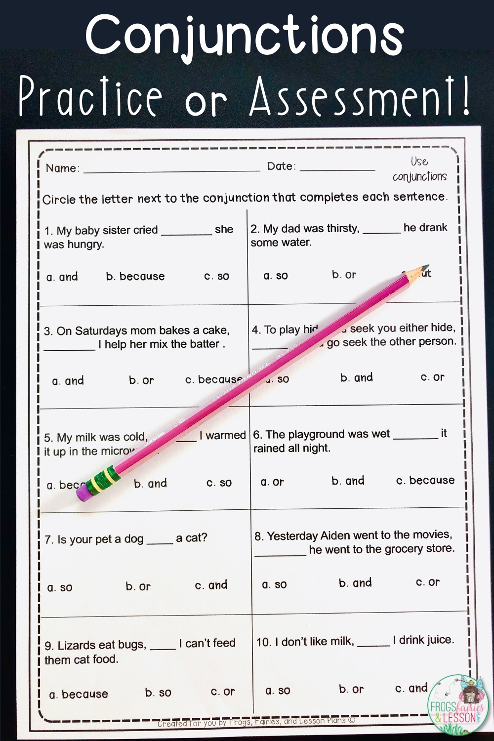 Conjunctions Practice Activities