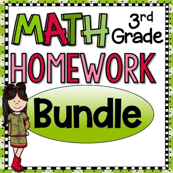 3rd Grade Math Homework or Morning Work and Spiral Review for third graders