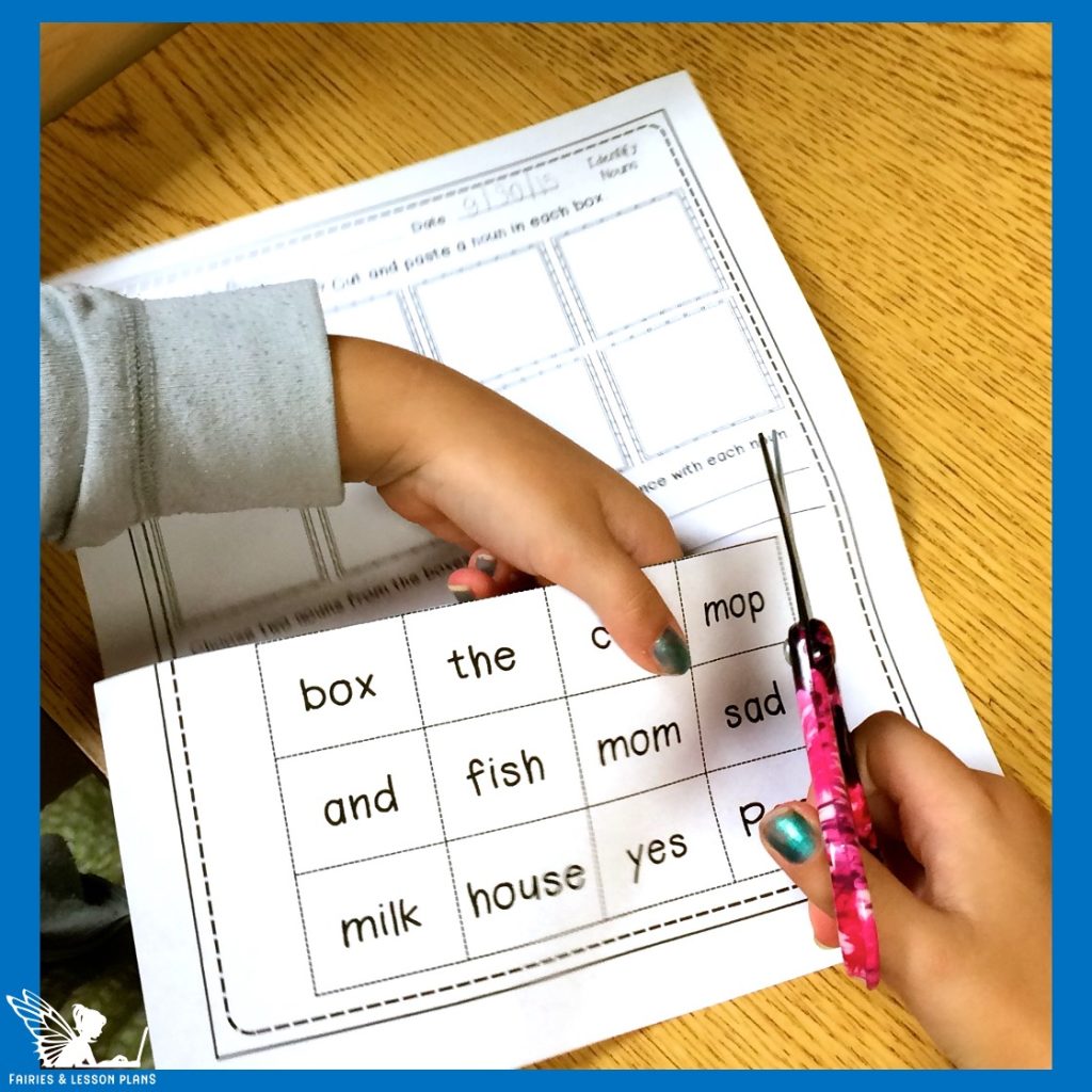 Nouns in 1st Grade cut and paste activity.