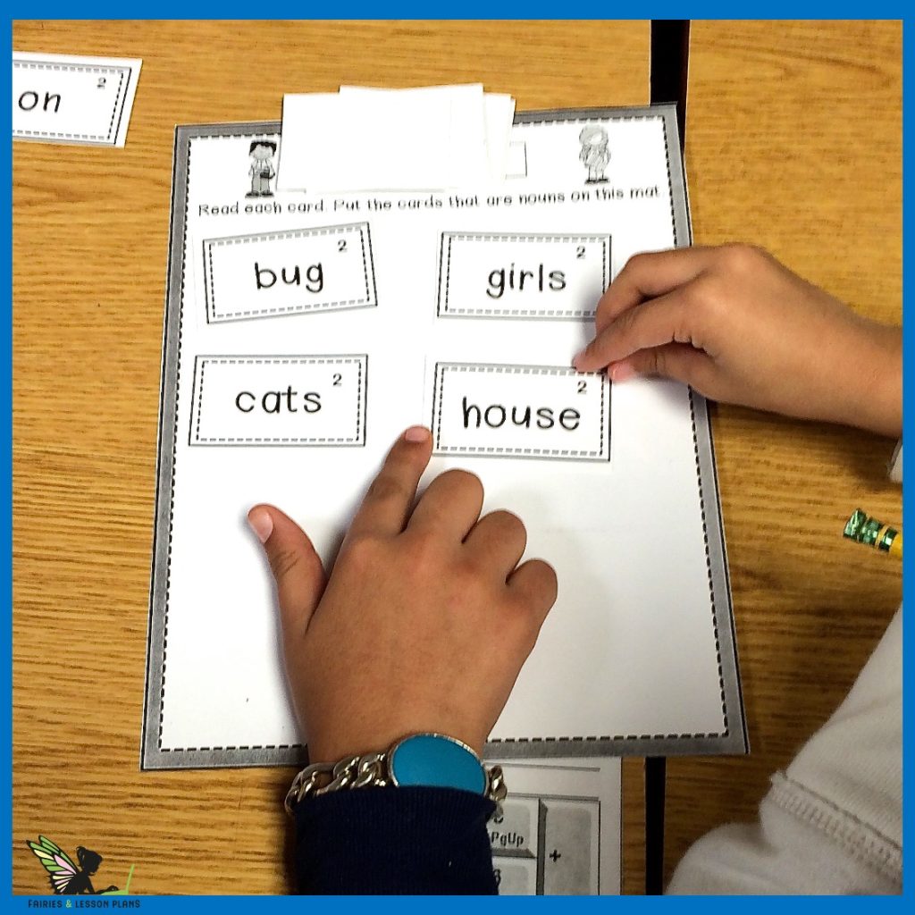 Literacy Center and Station Noun Sorting Activity for 1st Grade