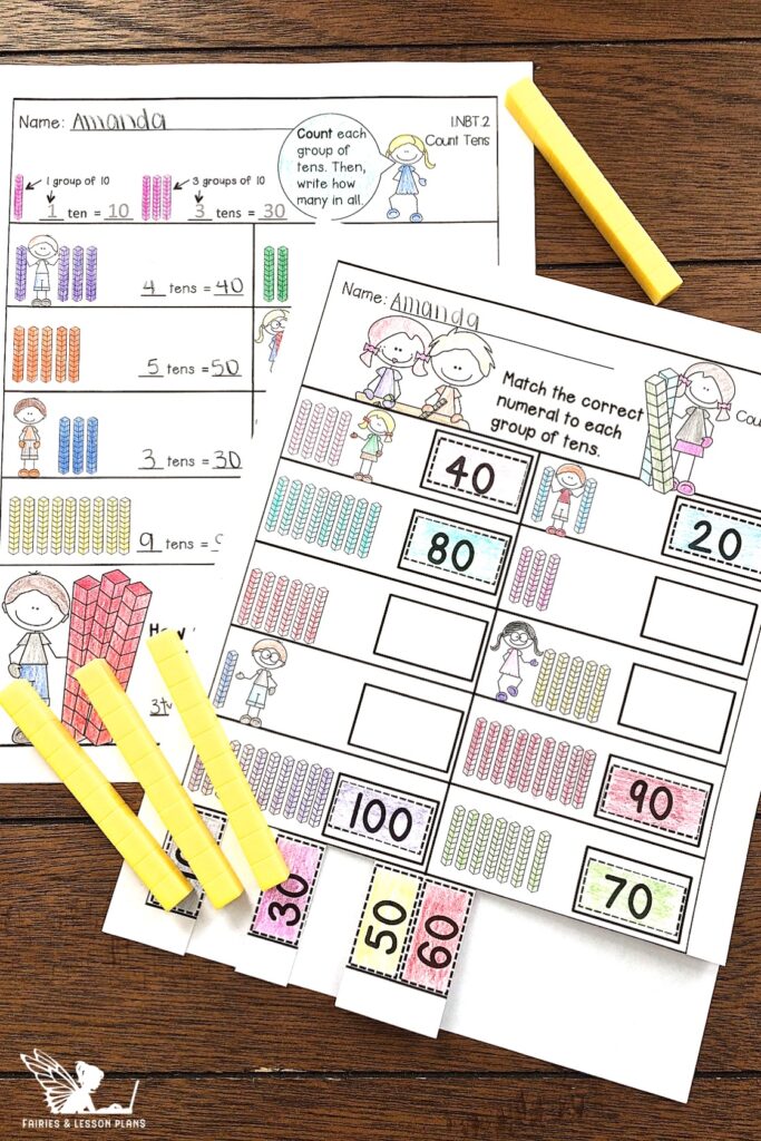 Practice worksheets for base ten numbers.